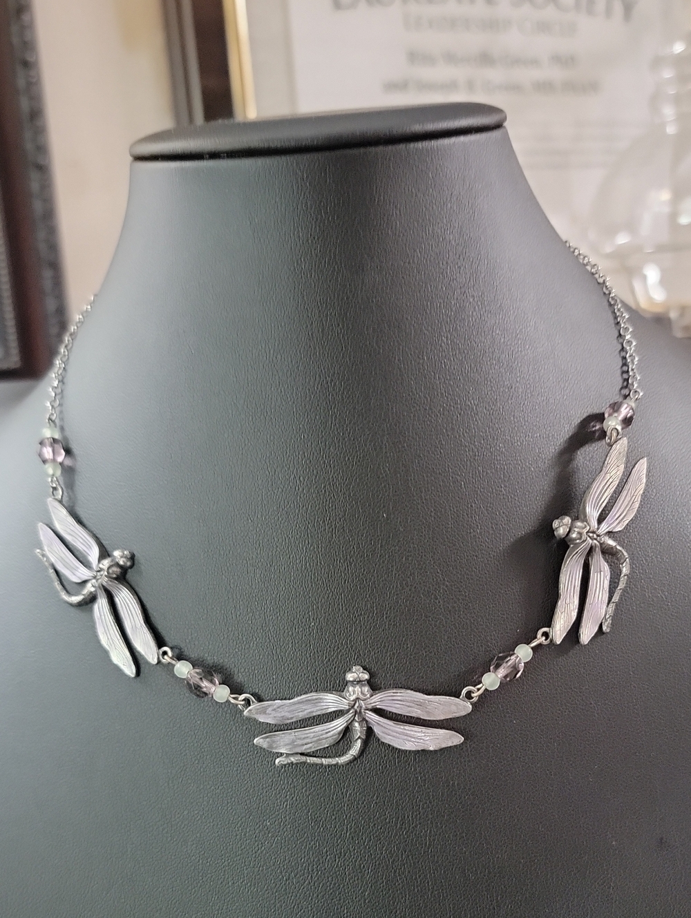 Pididdly Dragonfly Necklace with Purple Accents